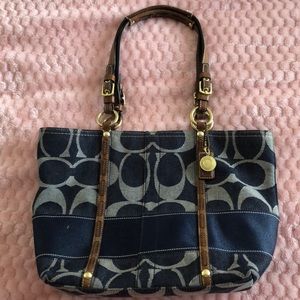 Denim coach legacy strip purse